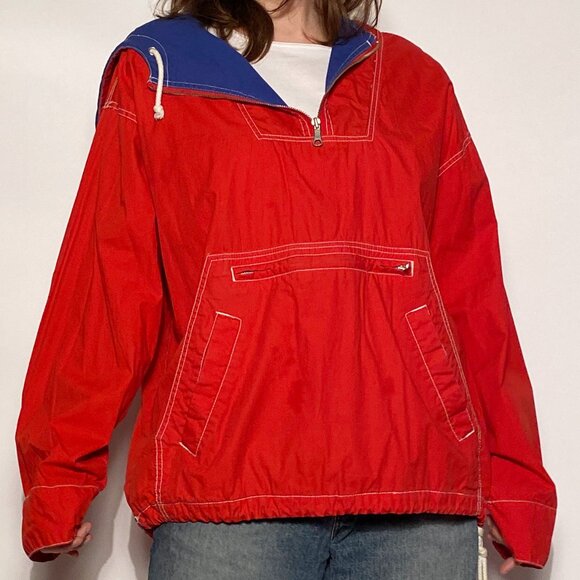 Vintage 1990s GAP Quarter Zip Hooded Windbreaker with EMBROIDERED Logo! M to L - Picture 7 of 11